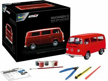 Komplet montimi Revell VW T2 Bus, model autobusi 1:24, 109 pjesë, kuqe/zezë/bardhë