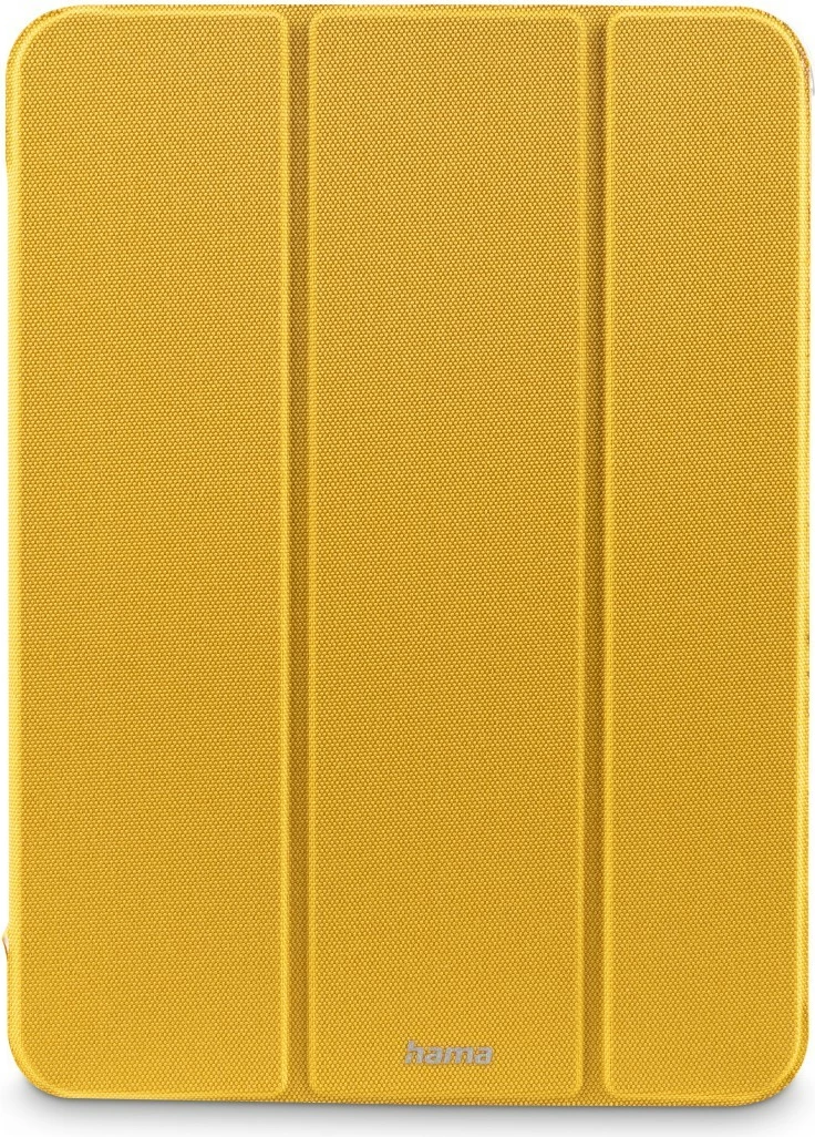 Mbështjellës tablet Hama Terra 217252 për iPad 10.9" 10th Gen 2022, flap me magnet on/off, qëndrim 2 pozicione, material poliester i ricikluar, mbrapa transparente, e verdhë