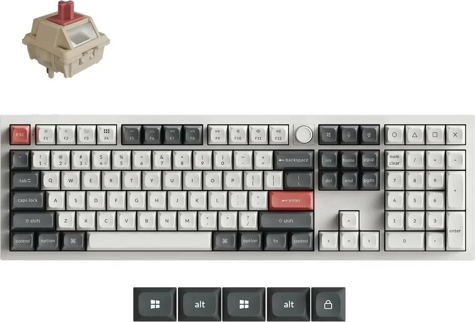 Tastierë gaming Keychron Q6 Ultra 8K, 100%, Milk POM Red Switch, Hot-Swap, RGB, bardhë-gri