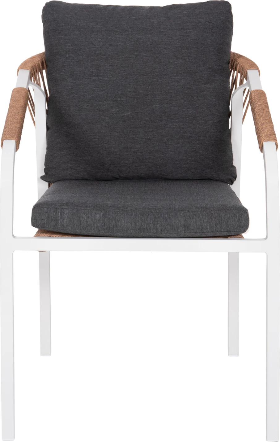 Karrige MAERLY FH6051.01 alumini e bardhë, jastëk antracit, ratan sintetik ngjyrë kafe e çelur, 55.5x62.5x85 cm