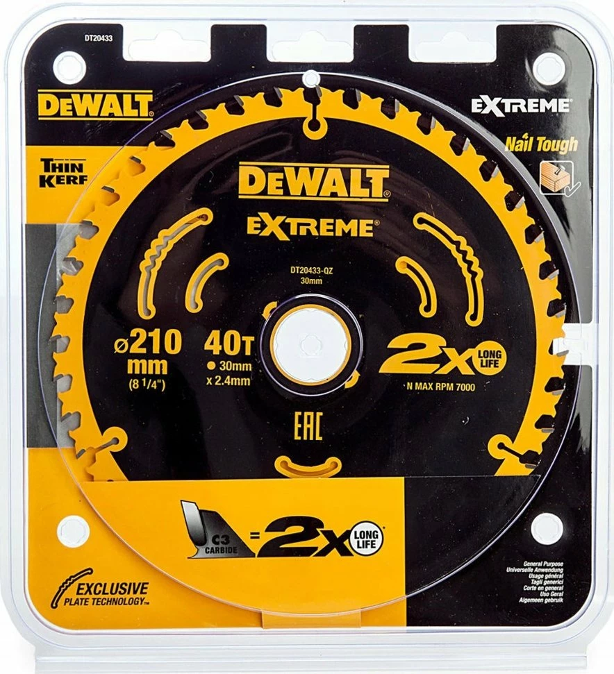 Disk sharrë rrethore DeWalt Extreme DT20433 210 x 30 mm, 40 dhëmbë, për dru