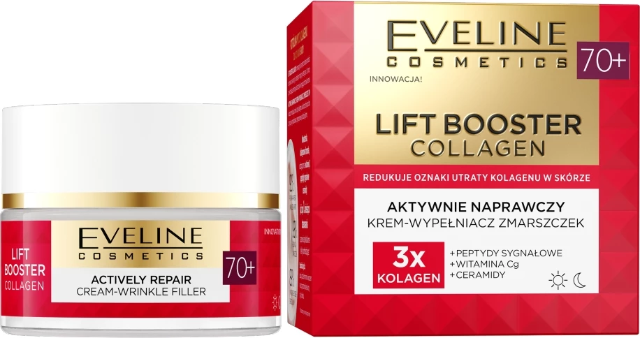 Krem kundër rrudhave për femra Eveline Cosmetics Lift Booster Collagen Active Repair Wrinkle Filler 70+, 50ml