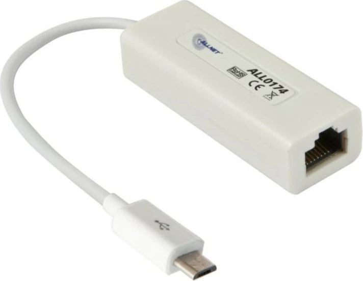 Adapter rrjeti Sonstige ALL0174, Micro USB 2.0 në RJ45, bardhë