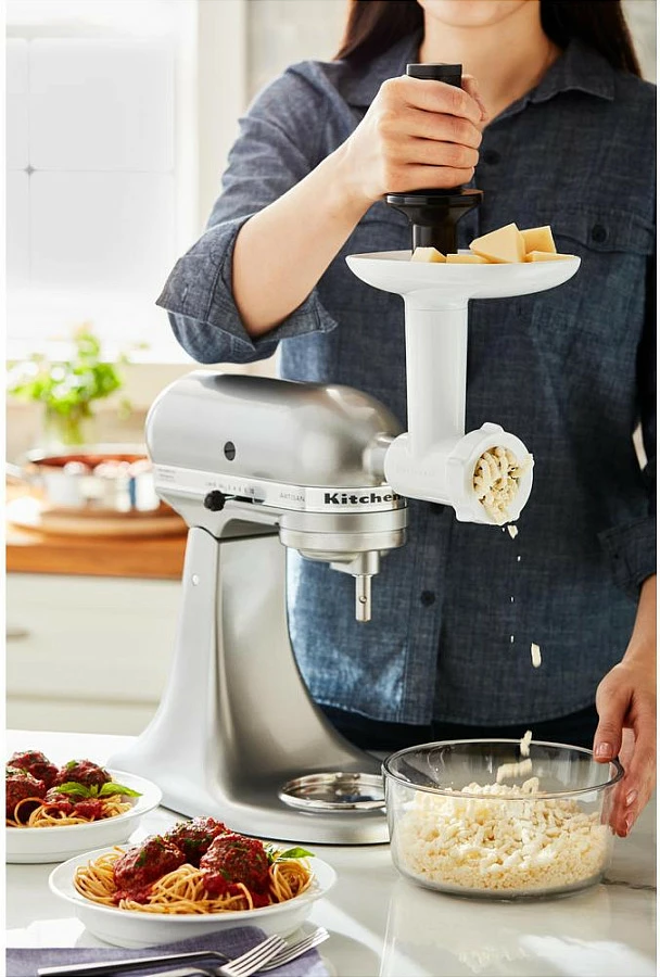 Mulli mishi KitchenAid 5KSMFGA, pjesë të larshme, plastikë/inoks, bardhë
