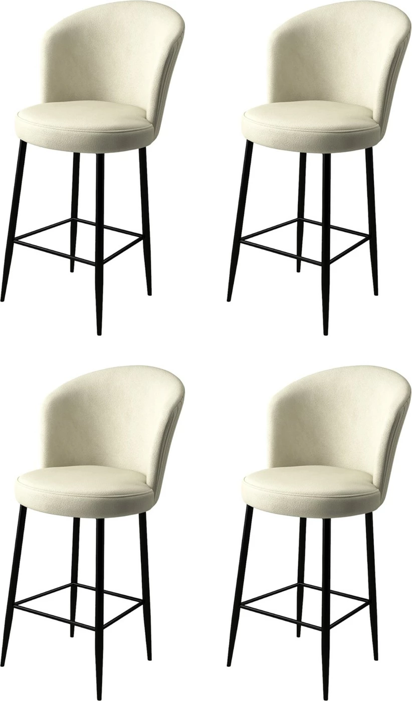 Set karrigesh për bar (4 copë), Hanah Home, Fora, krem, e zezë