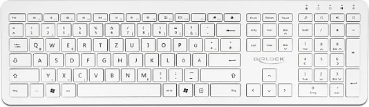 Tastierë wireless DeLOCK 12014, Full-size 100%, QWERTZ gjermane, RF 2.4 GHz, e bardhë