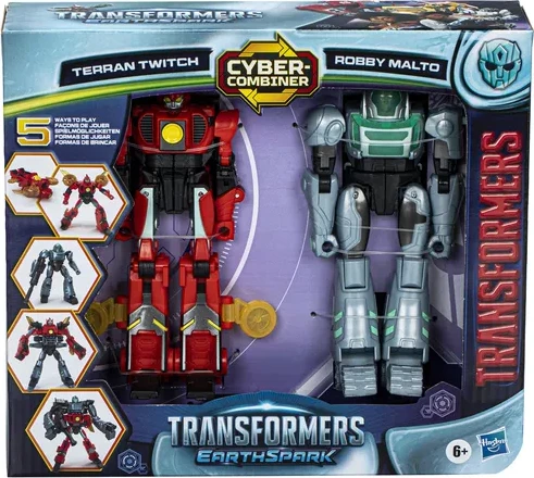 Transformers EarthSpark Cyber-Combiner Terran Twitch annd Robby Malto Figures