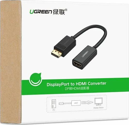 Adapter Ugreen HDMI në DisplayPort 4K, 40363, zi/gri