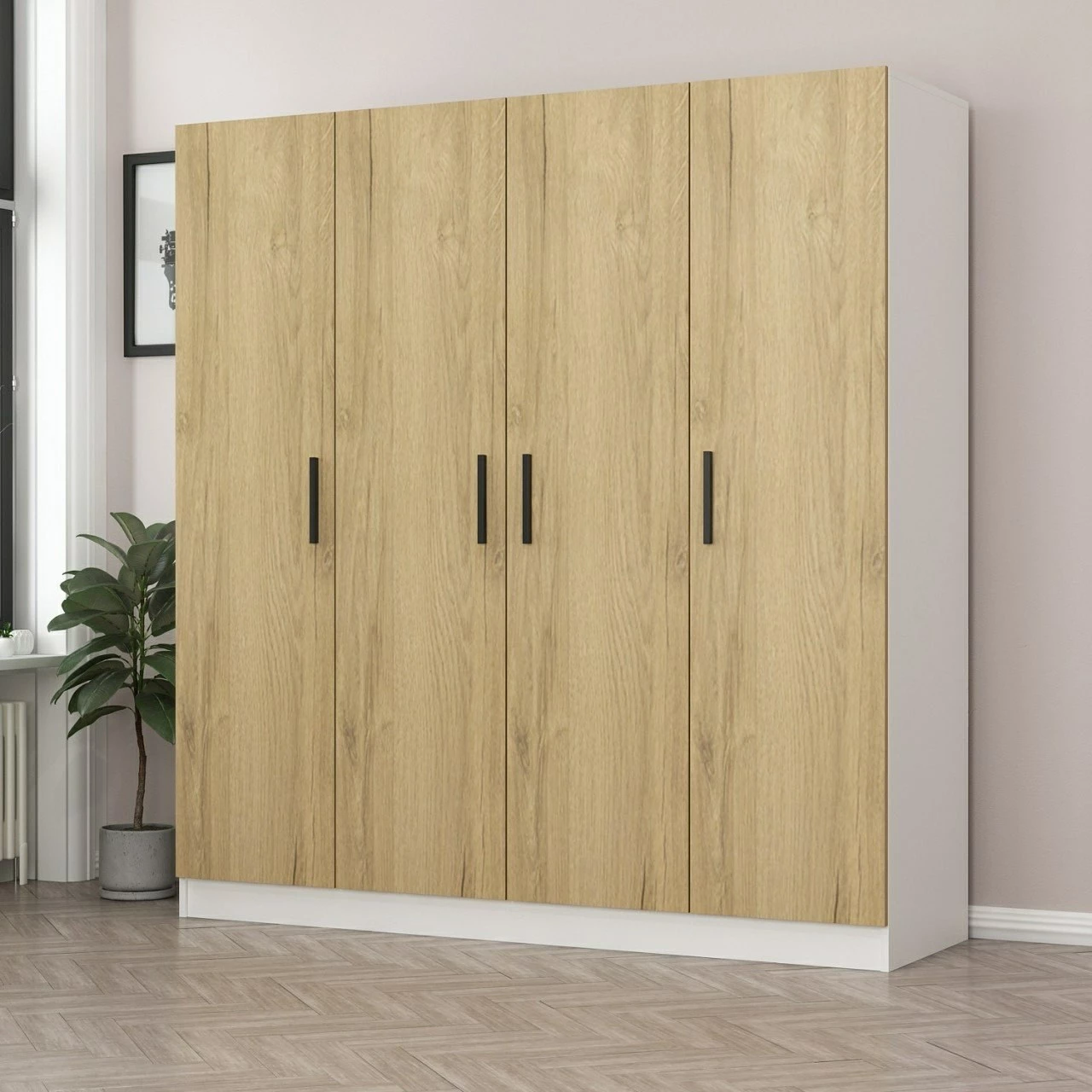 Dollap Skye Decor, ngjyrë arre dhe e bardhë, 180x190x52cm