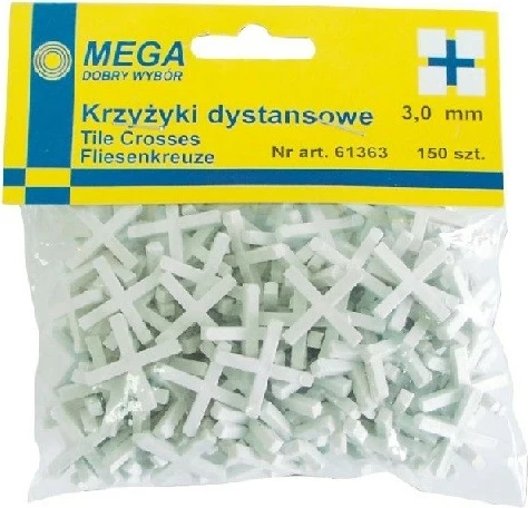 Kryqëza distancuese për pllaka PROLINE 61363, 3 mm, 150 copë, të bardha