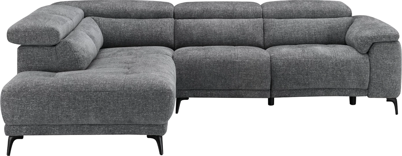 Këndore e majtë 5-vendëshe me recliner, stof gri, COMMODUS CD3315.01L, 275x231x77cm