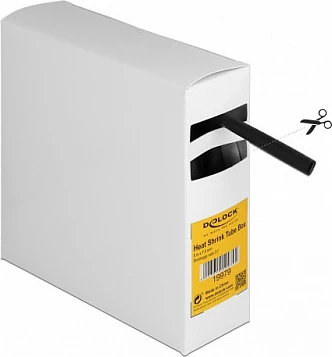 Tub termo-tkurrës DeLOCK 7.9 mm, 5 m, 3:1, me ngjitës, i zi