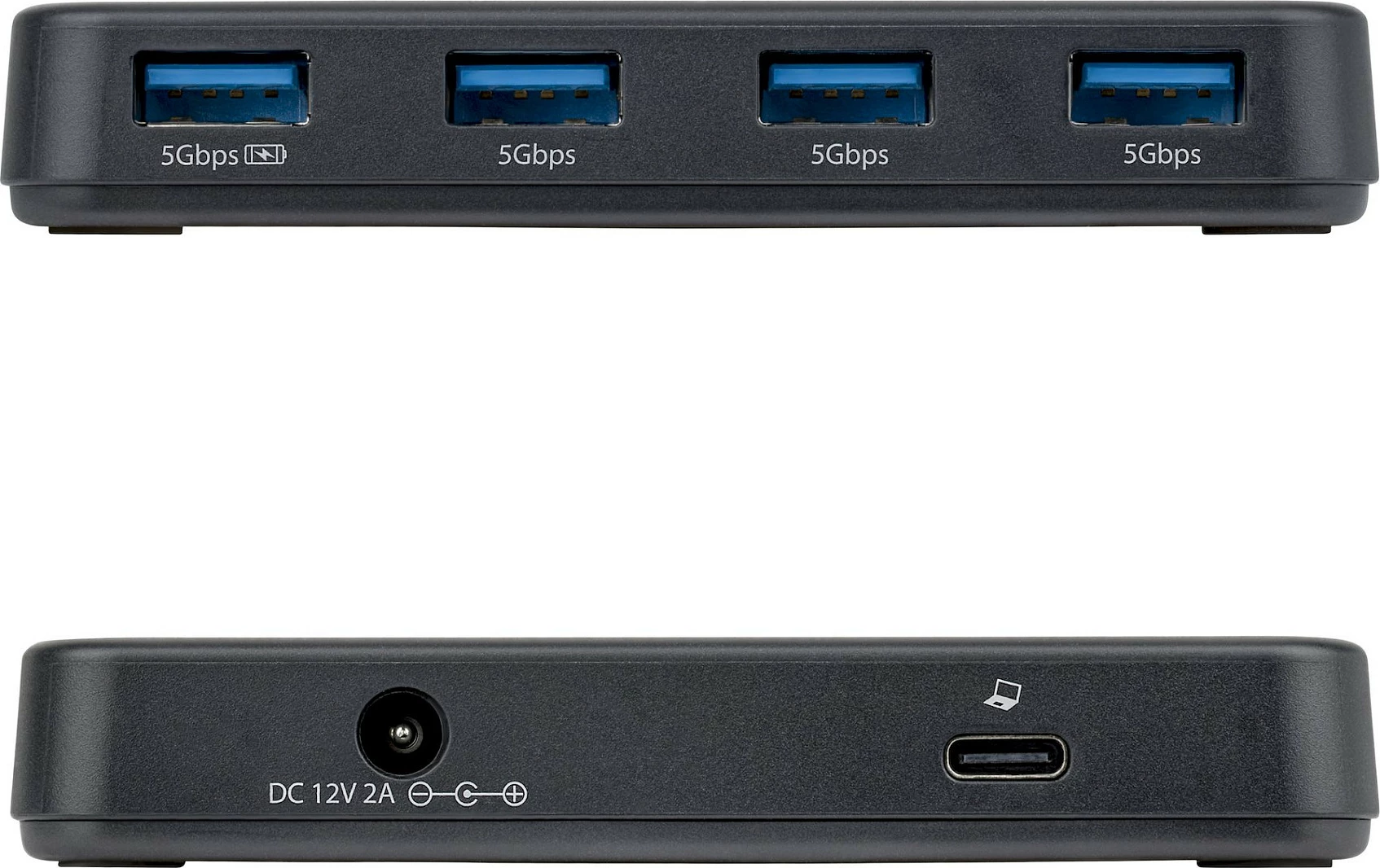 USB hub StarTech 4-Port USB-A, 5Gbps, i vetë-furnizum, host USB-C/USB-A, portë karikimi BC 1.2, e zezë