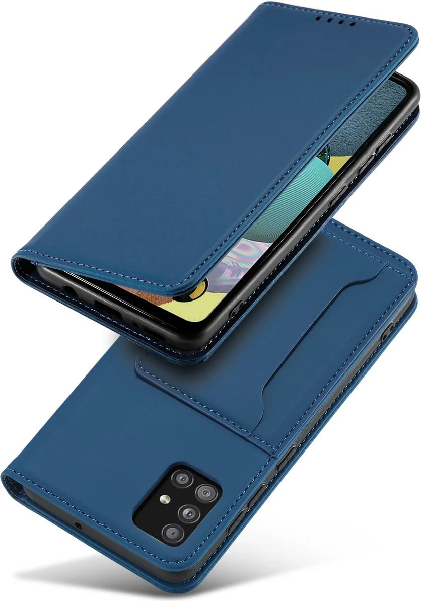 Mbështjellës Hurtel Magnet Card Case për Xiaomi Redmi Note 11 Pro, me xhepa kartelash, Kaltër