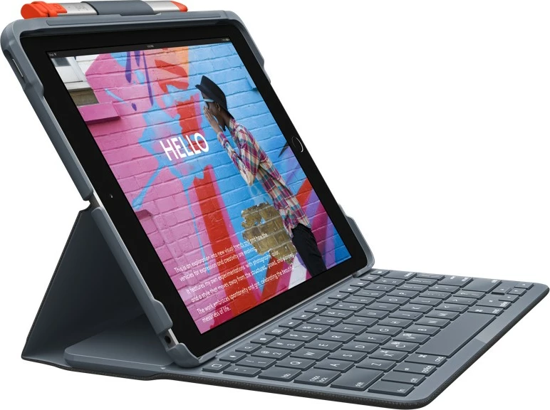 Mbështjellës me tastierë Logitech Slim Folio për iPad 7/8, Bluetooth, graphite