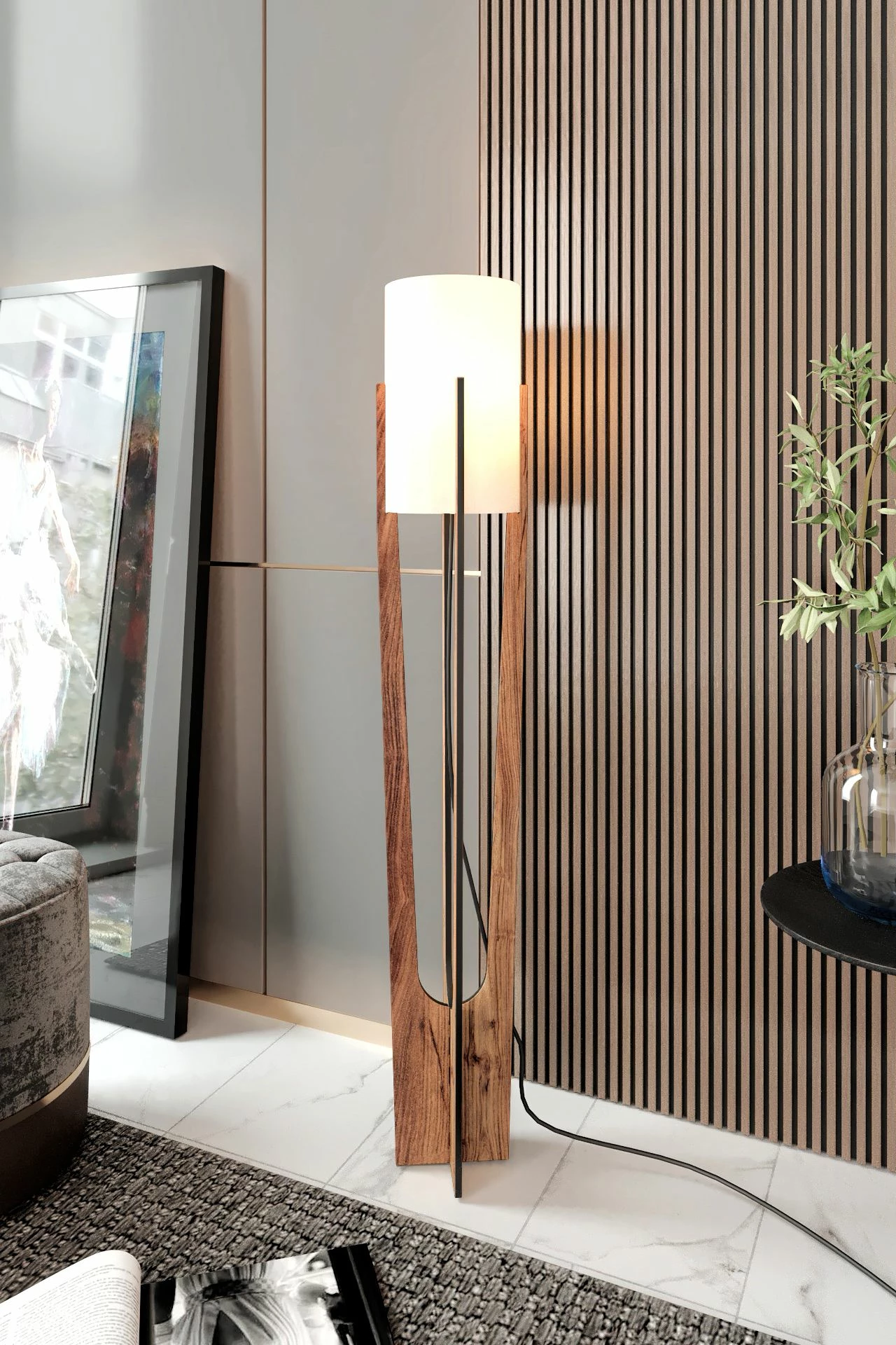 Llambë dyshemeje minimaliste, ngjyrë arre, Opviq