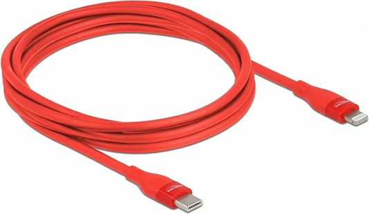 Kablë DeLOCK USB-C në Lightning, 2 m, MFi, karikim i shpejtë, e kuqe