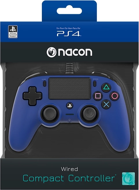 Kontroller me kabllo Nacon PS4 Wired Gaming Controller, kabllo 3 m, vibrim, portë 3.5 mm, Blu