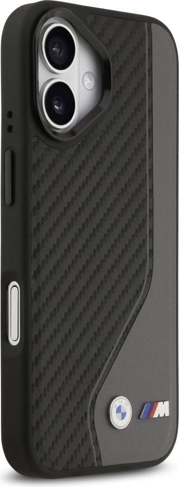 Mbështjellës MagSafe BMW M Carbon Logo për iPhone 17, karbon/eko-lëkurë, Gri (anthracite), në kuti