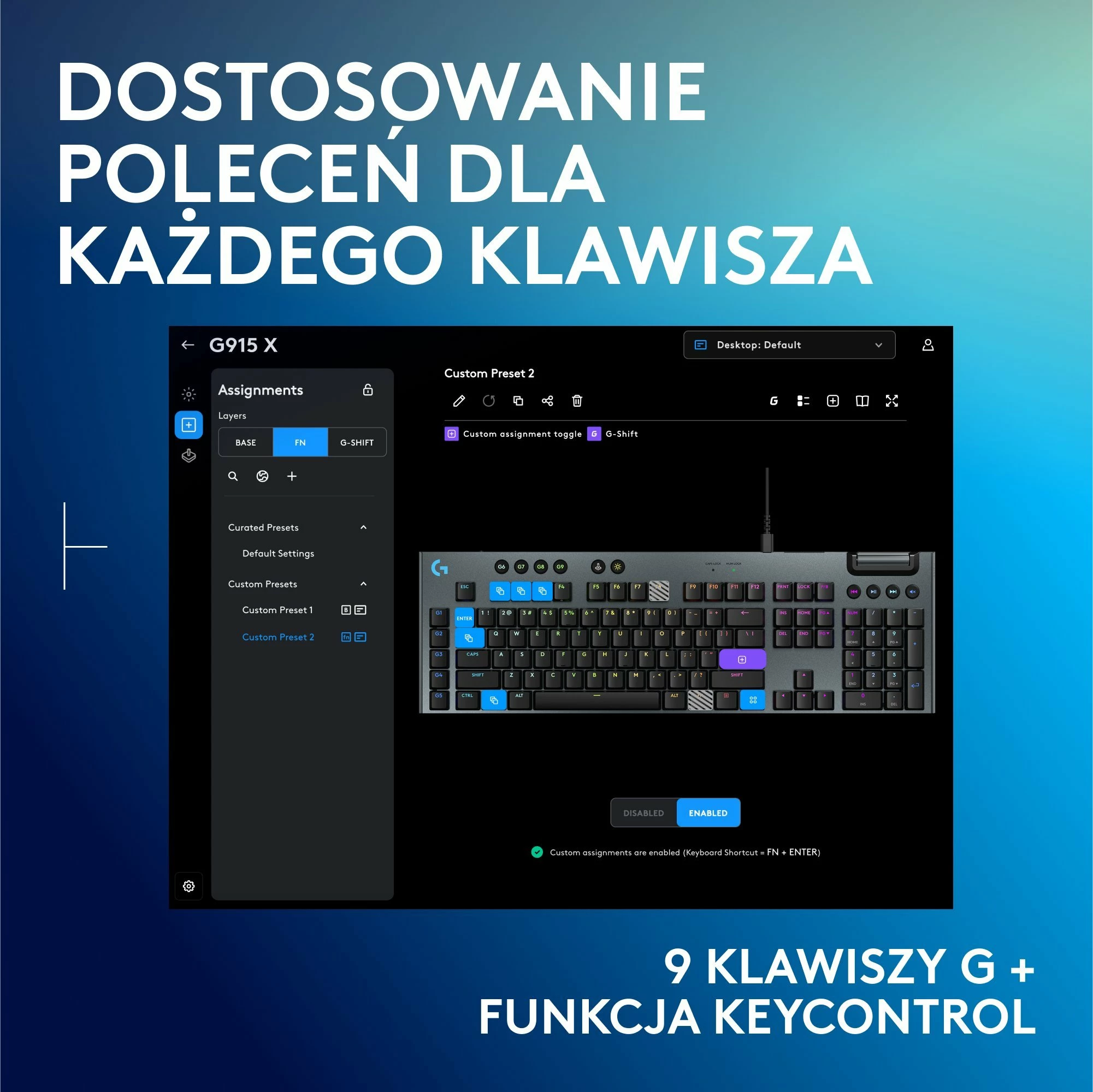 Tastierë gaming mekanike Logitech G915 X GL Tactile, full-size 100%, USB e lidhun, RGB, US INTL, e zezë