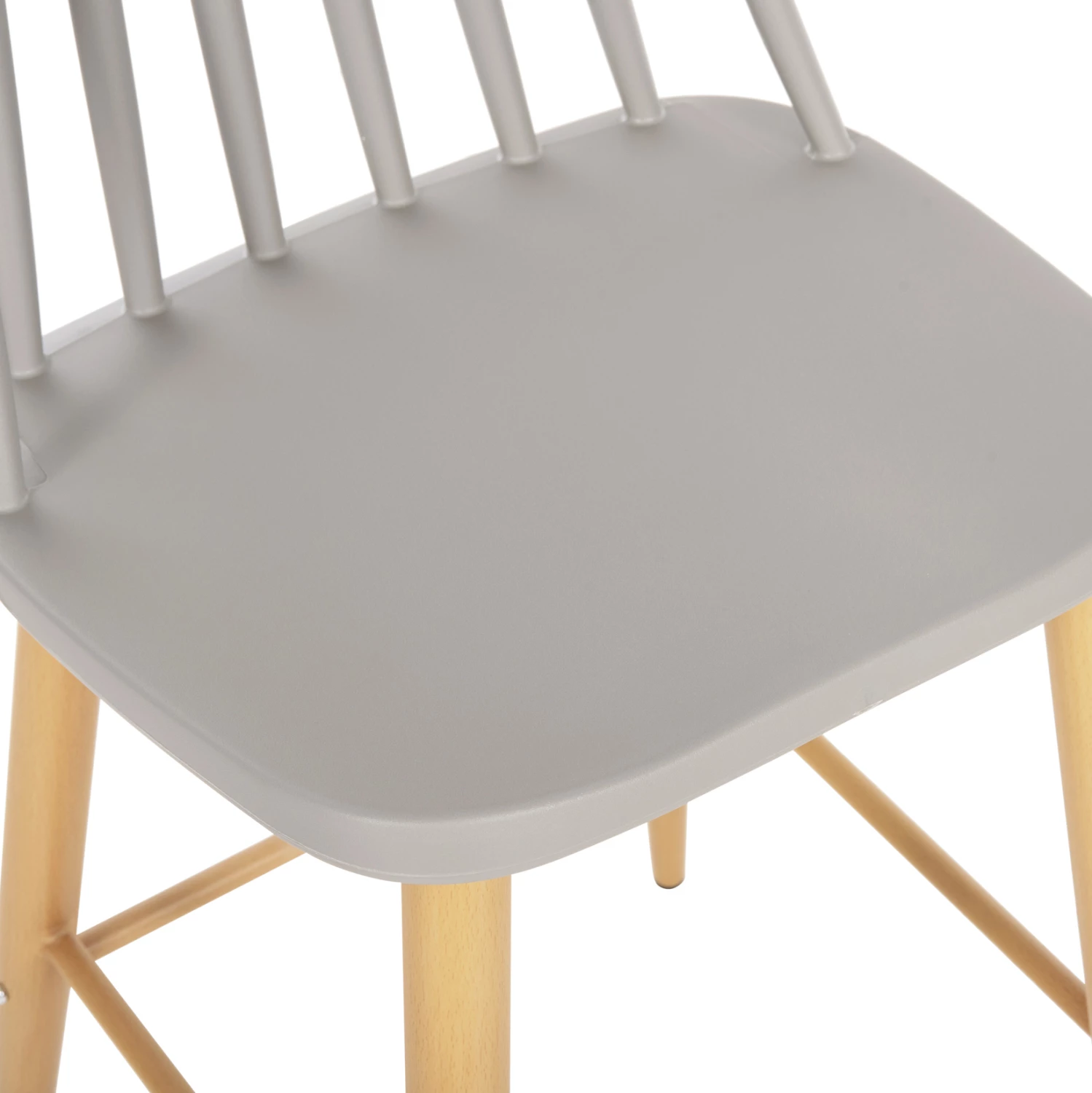 Karrige për bar mesatare VANESSA FH9300.10, polipropilen gri dhe metal, dru natyral, 45x48x96H cm., set prej 2 copë