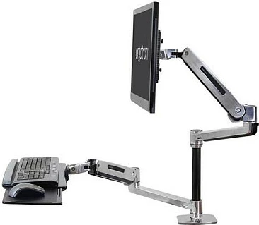 Mbajtës monitori me krah Ergotron WorkFit-LX, montim tavoline, deri 42 inç, VESA 75x75/100x100, me mbajtës tastiere, alumin