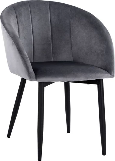 Karrige me krahë Bessie FH8699.01, kadife gri me kornizë metalike, 60x62x80 cm., set prej 2 copë