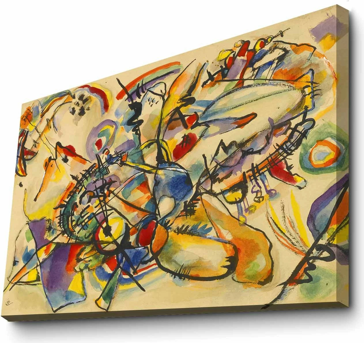 Pikturë dekorative në kanavacë, art Kandinsky, shumëngjyrëshe, 70x100cm