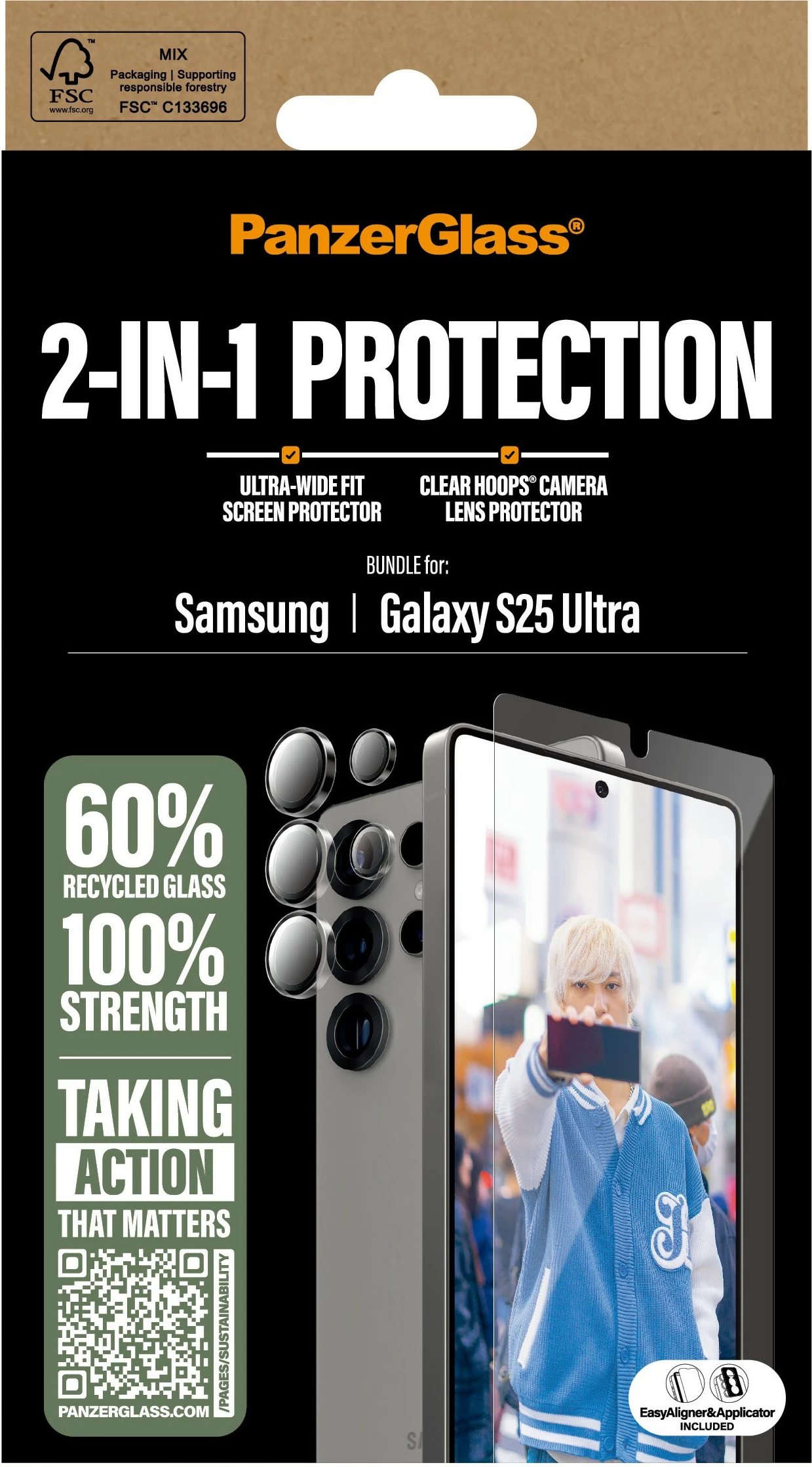Mbrojtës ekrani PanzerGlass 2-in-1 për Samsung, transparent