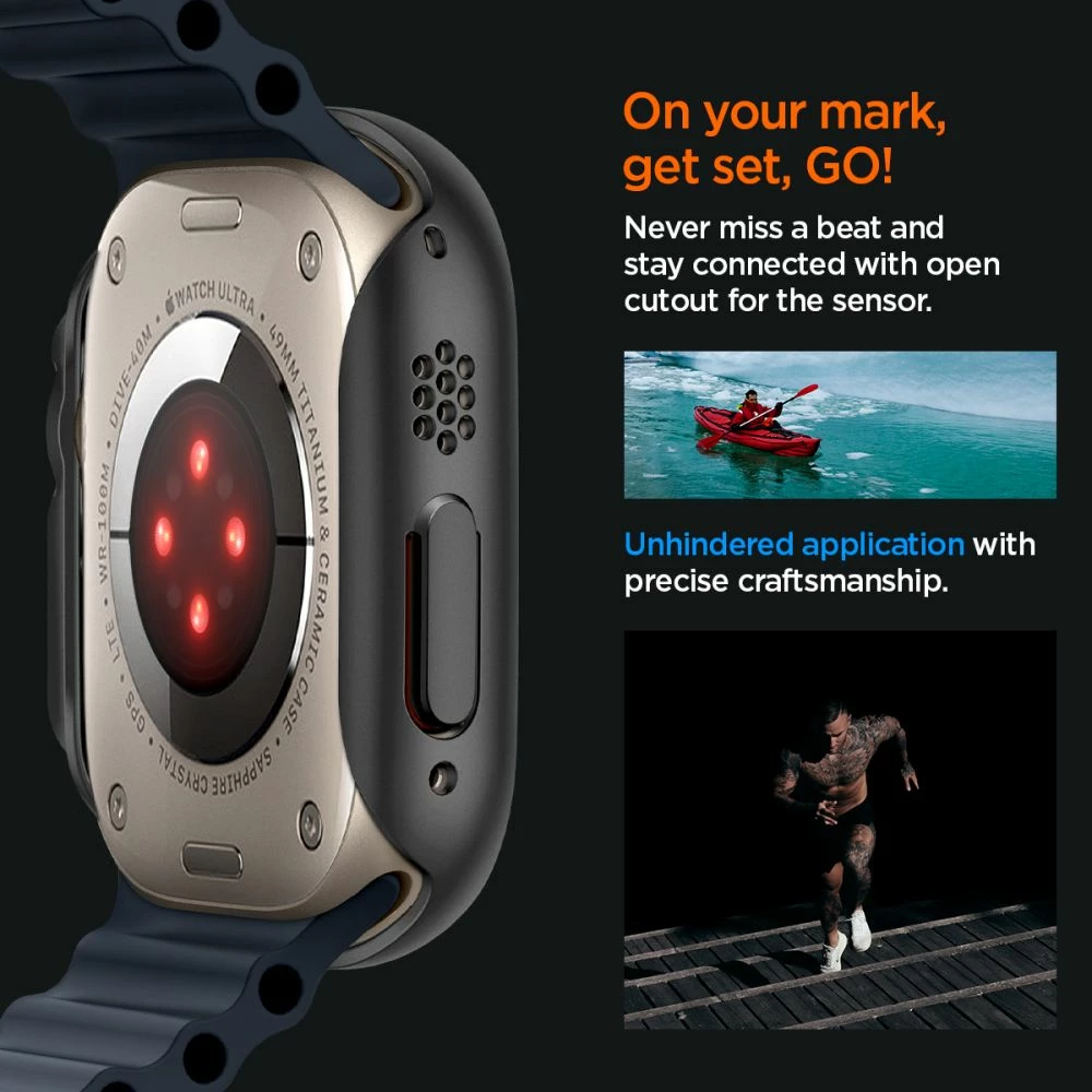 Mbështjellës Spigen Thin Fit për Apple Watch Ultra 49mm, Zi