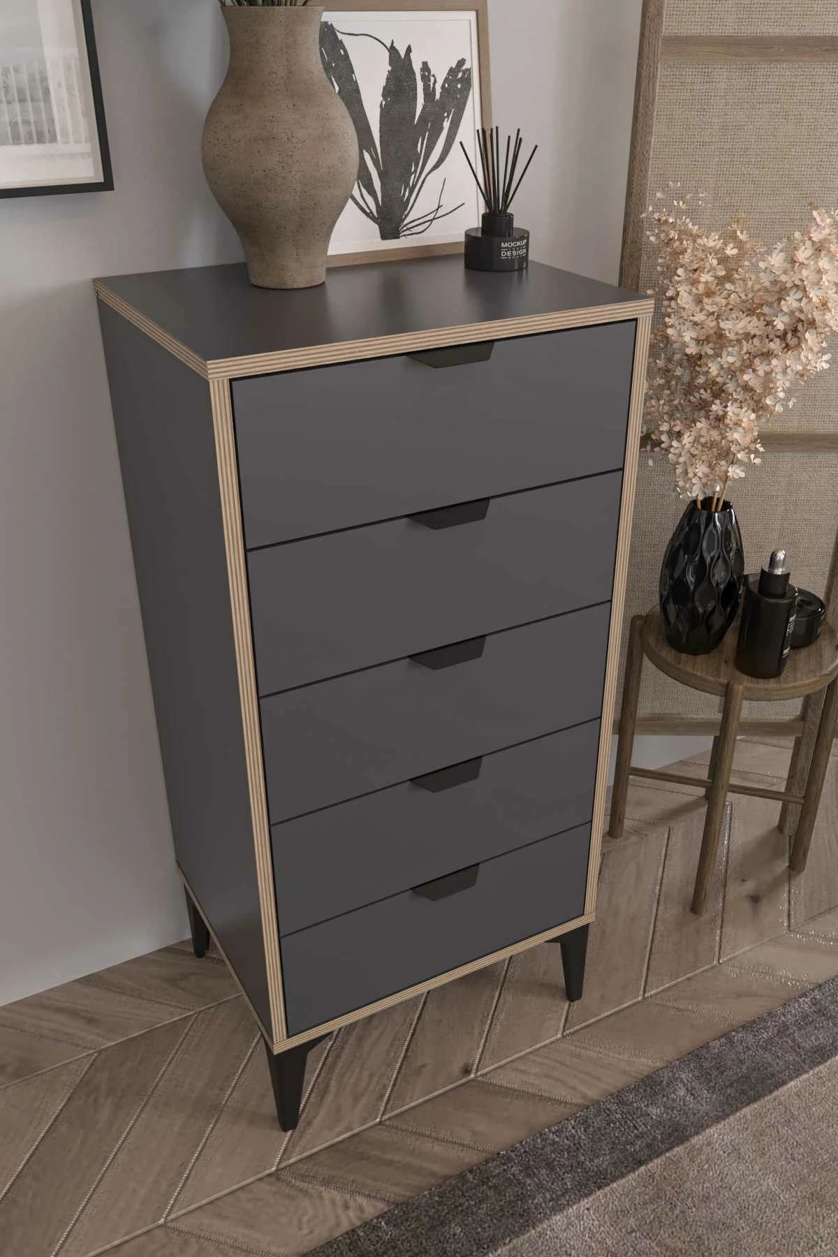 Komodë Arden, ngjyrë antracit, Skye Decor