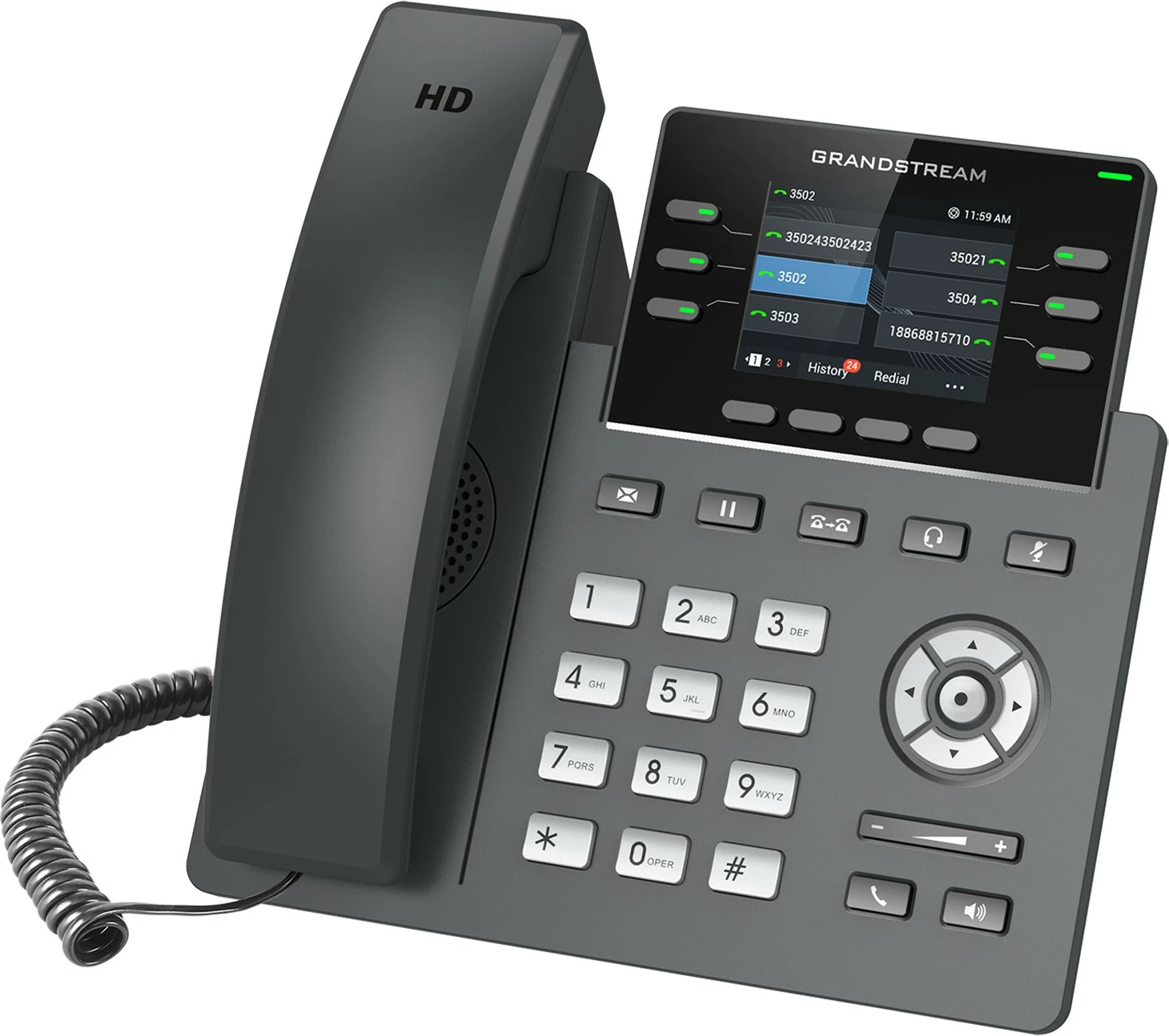 Telefon IP Grandstream GRP-2613W, 4 linja, ekran 2.4 inç, PoE, gri