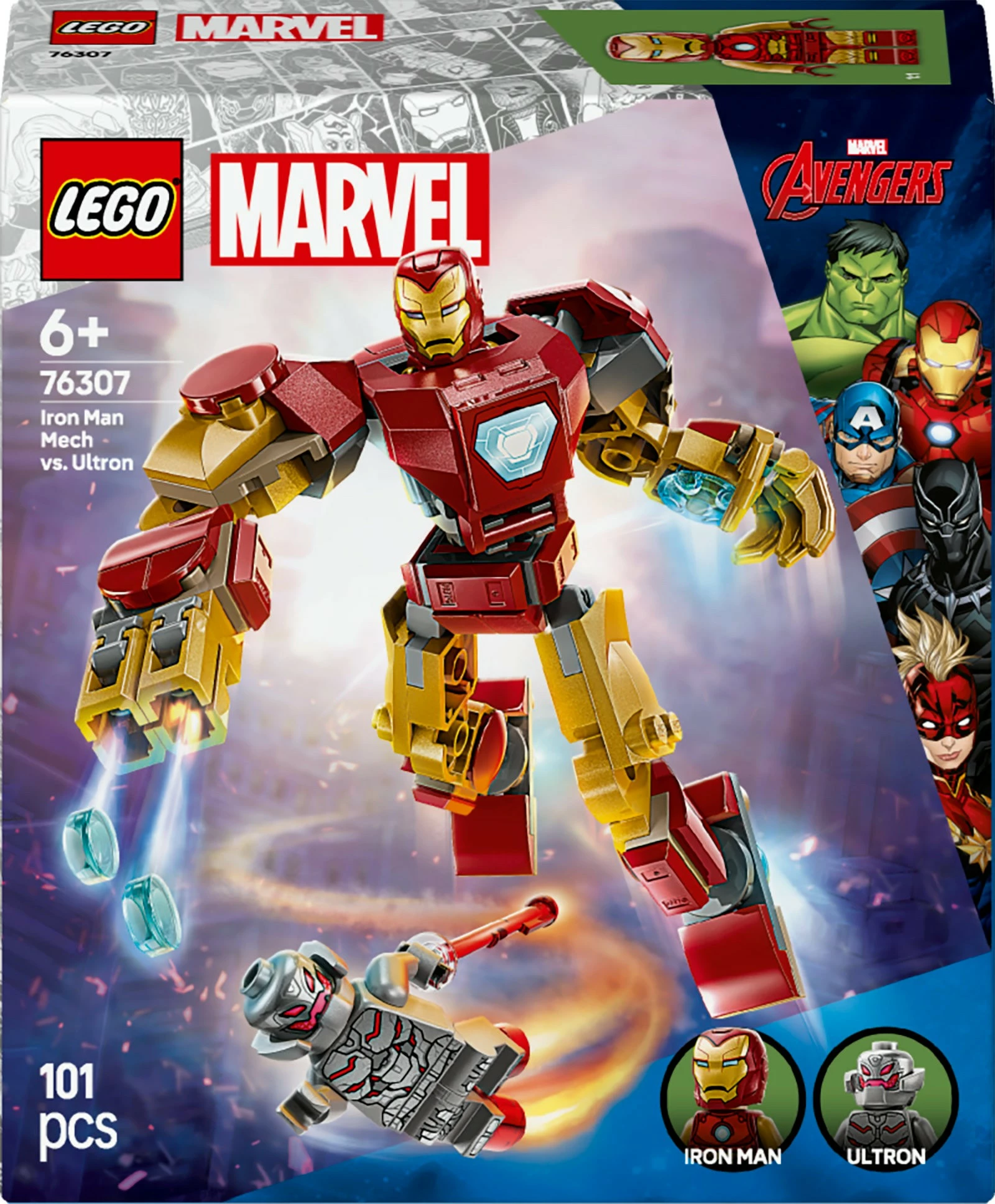 Set ndërtimi LEGO Marvel 76307 Iron Man Mech vs. Ultron, 101 pjesë, multikolor