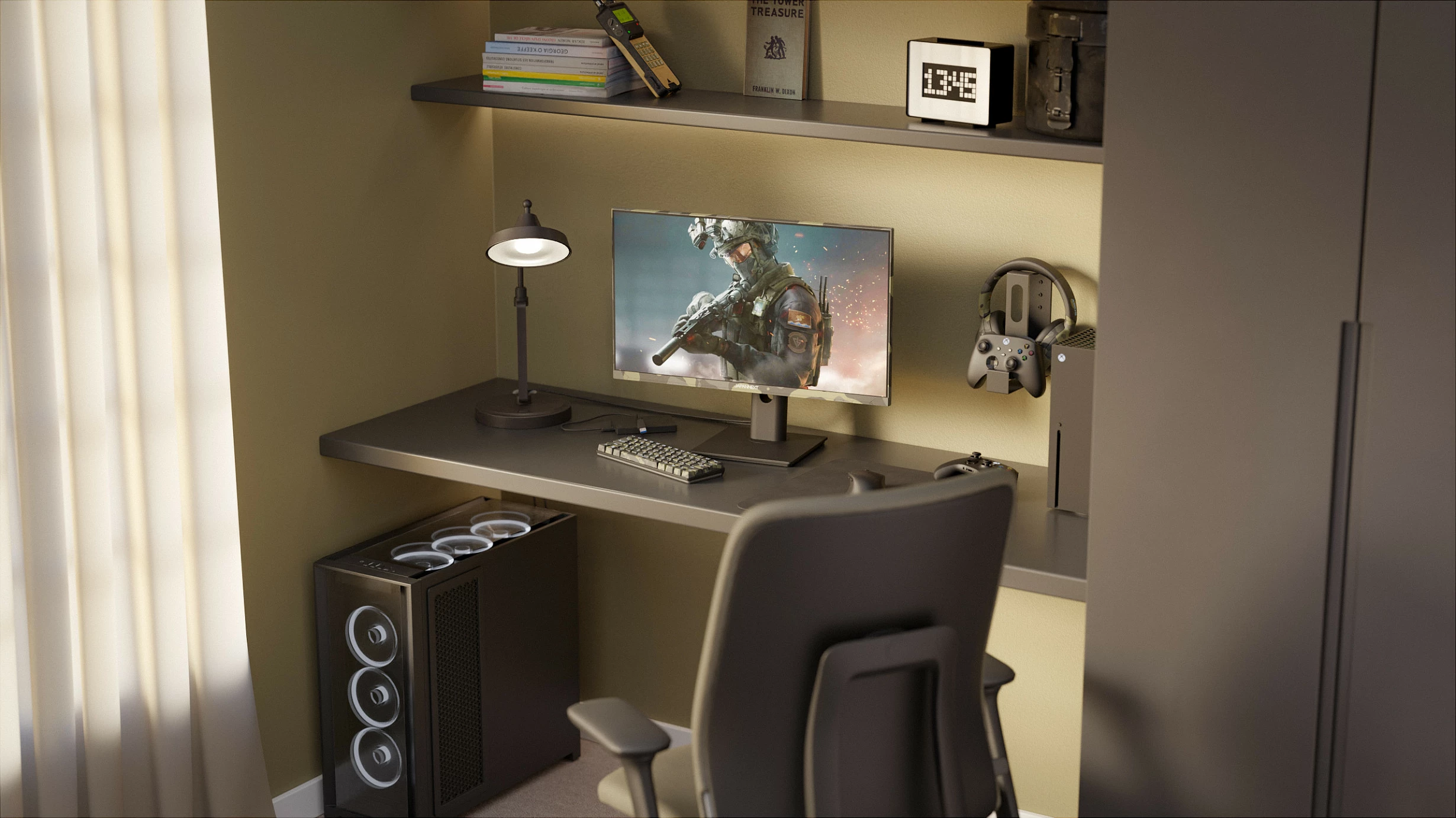 Monitor gaming JapanNext 23.8" Full HD, FreeSync, HDR, altoparlantë të integruar, i zi