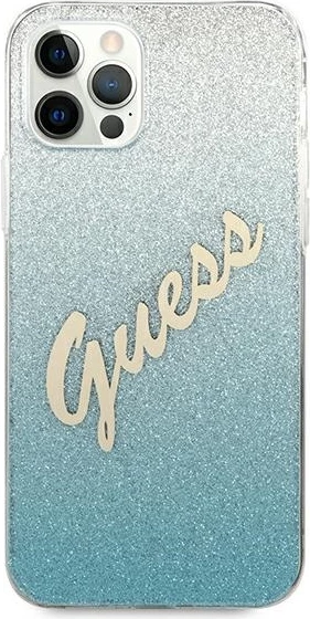 Mbështjellës Guess GUHCP12MPCUGLSBL për iPhone 12/12 Pro 6.1", Glitter Gradient, Blu