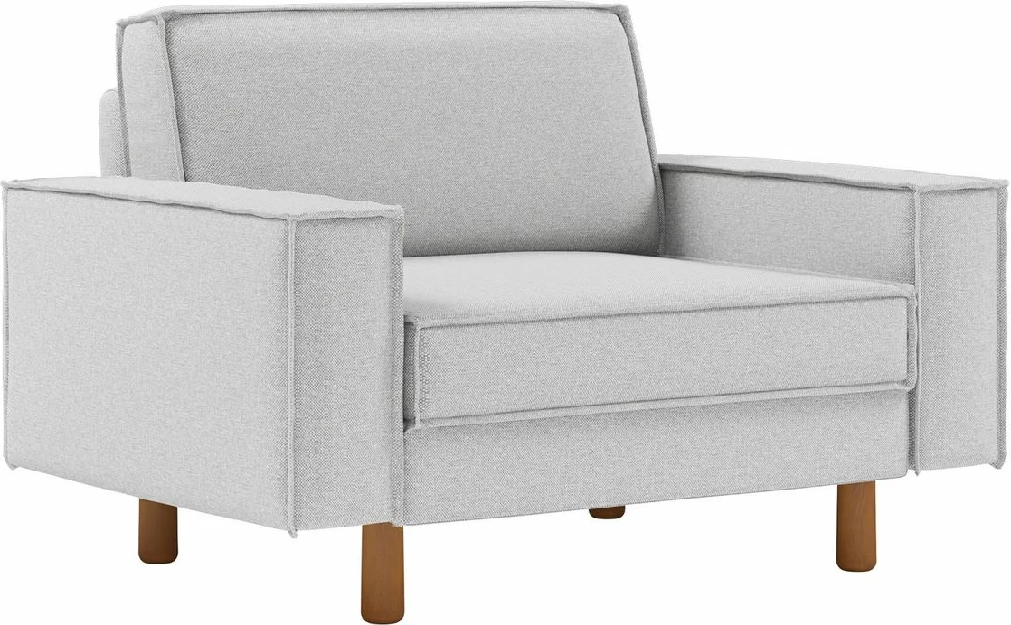 Karrige divan një vend, Atelier del Sofa, Sparrow Loveseat, ngjyrë Pebble, këmbë druri Walnut