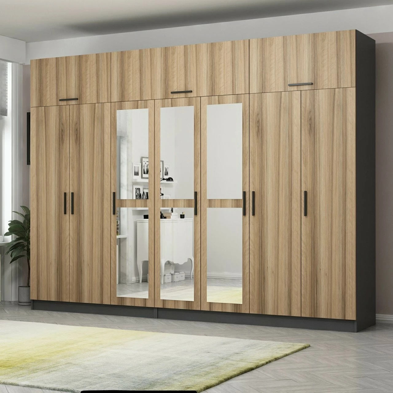 Dollap Skye Decor, ngjyrë arre dhe antracit, 315x235x52cm