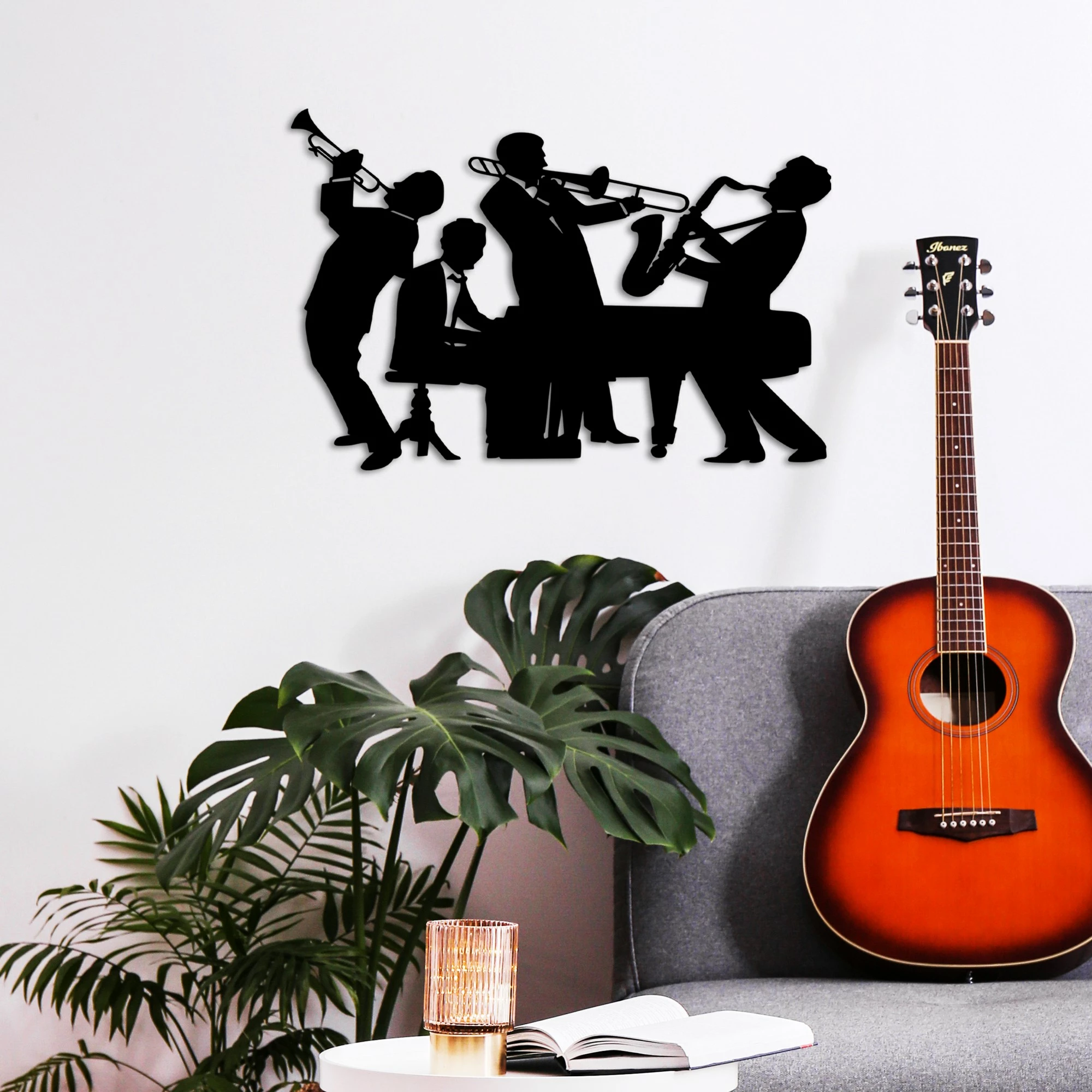 Aksesor muri dekorativ prej metali, muzikantë, Wallity, M
