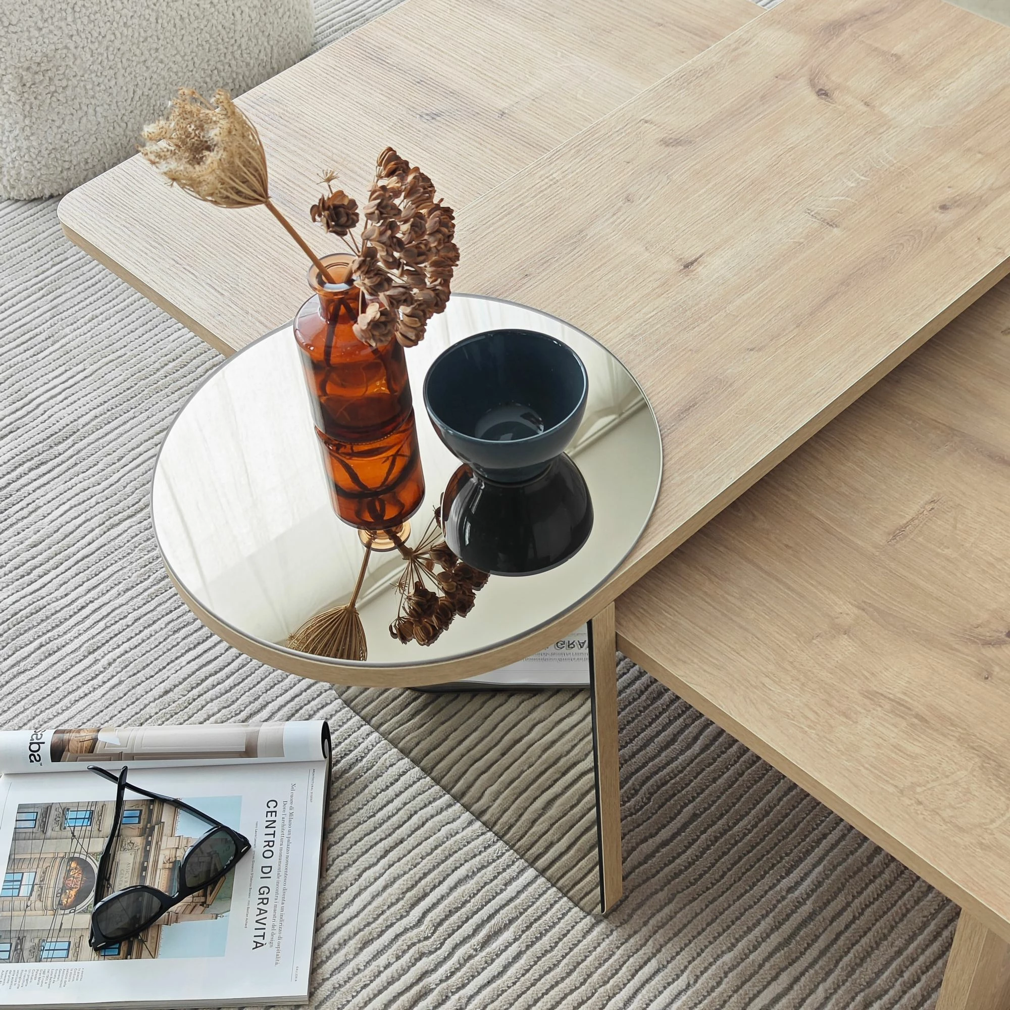 Set tavolinash kafeje Skye Decor, Luna 2, bronzie, sapphire oak