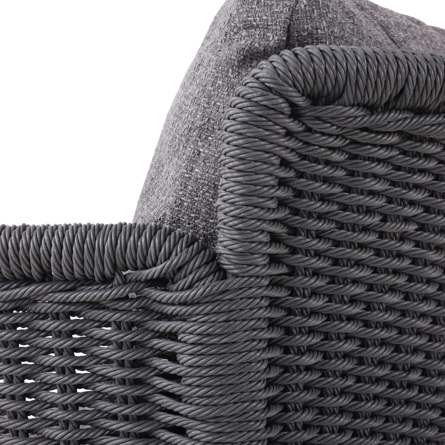 Karrige ngrënieje për jashtë, seri Destiny, alumin ngjyrë qymyr, jastëkë, ratan, 65x68x75.5-82H