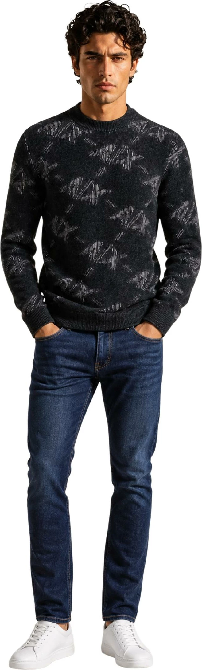 Xhemper për meshkuj Armani Exchange XM002992 AF16916, zi-gri [Madhësia: M]
