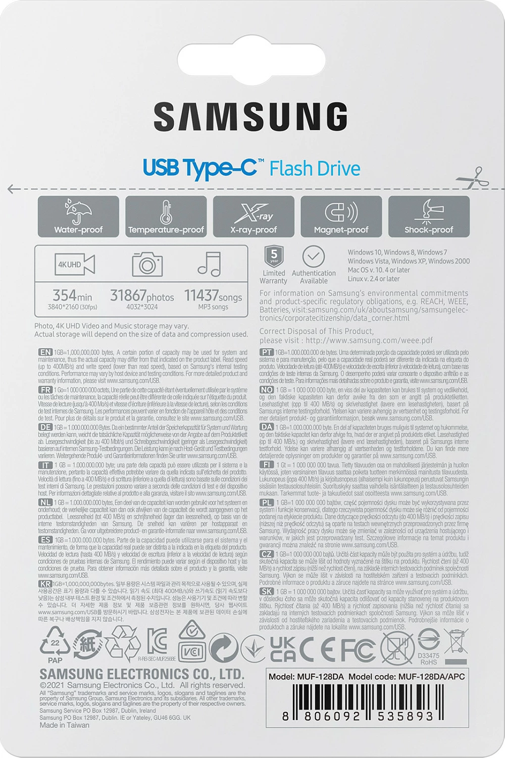 USB Samsung MUF-128DA, 128 GB, USB Type-C, 3.2 Gen 1, Blue