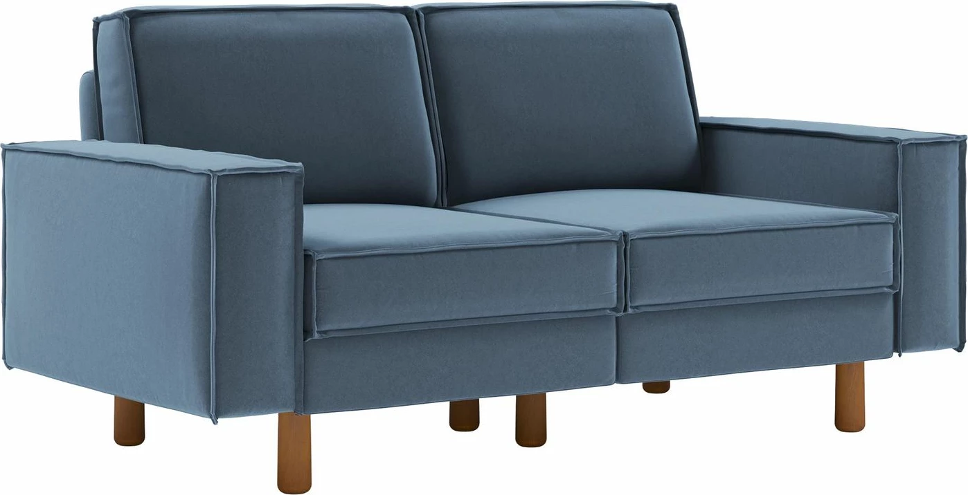 Divan dy-vendësh Atelier del Sofa, ngjyrë ocean blue, këmbë dru arre, Sparrow 2