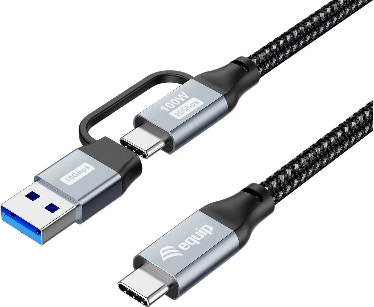 Kabllo USB-C në USB-A Equip 3.2, 1m, 20Gbps, e zezë