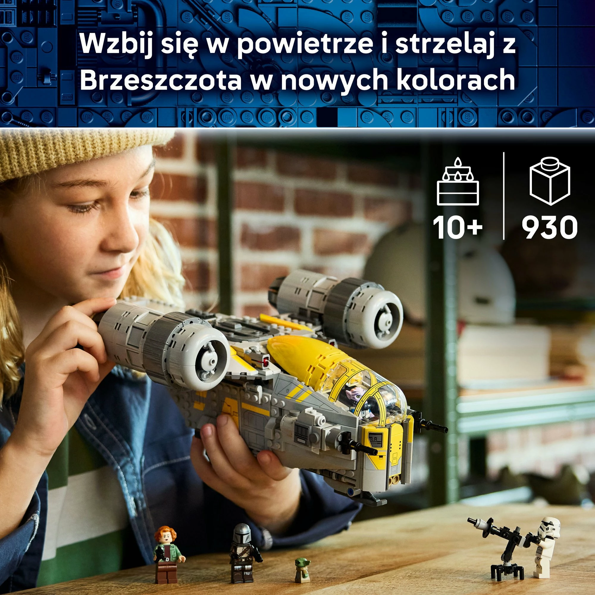 Set ndërtimi LEGO Star Wars The Razor Crest 75447, 930 copë, 10+ vjet, gri/verdhe