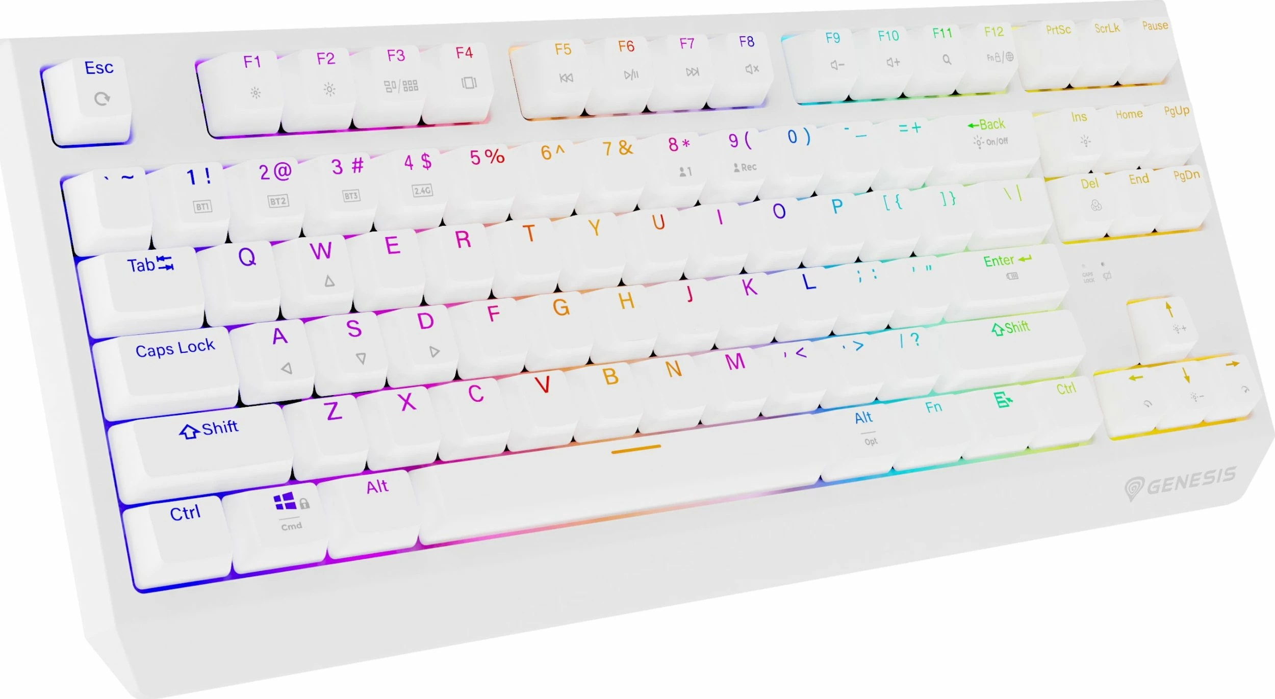 Tastierë gaming mekanike GENESIS Thor 230 TKL Wireless (NKG-2165), Outemu Red, RGB, USB/Bluetooth/2.4GHz, e bardhë