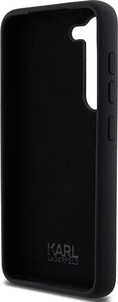 Mbështjellës Karl Lagerfeld Silicone Ikonik Metal Pin për Samsung Galaxy S23, i zi