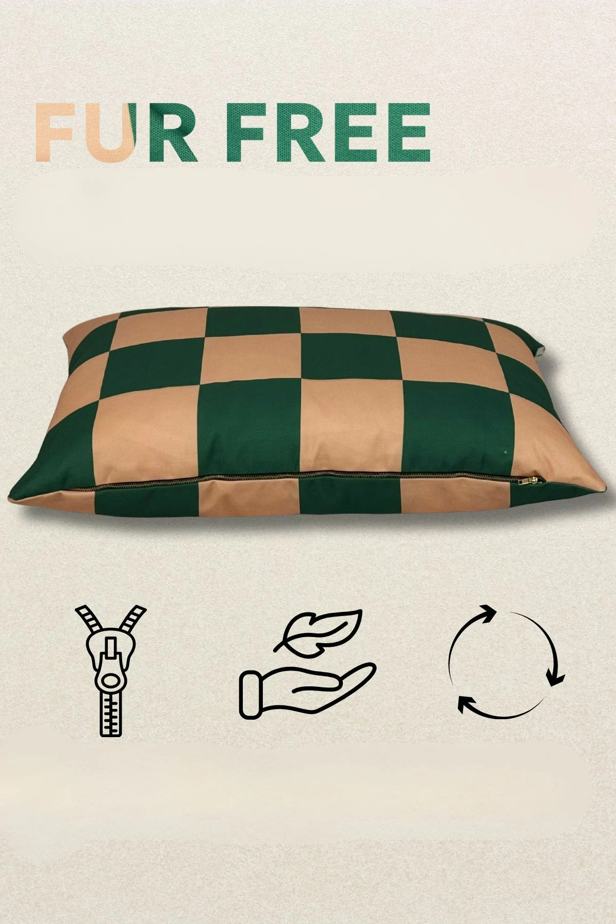 Shtrat për kafshë Paws & Whiskers, Fur Free, 64x88, ngjyrë e gjelbër dhe bezhë