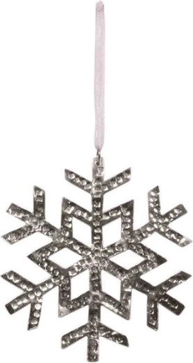 Dekor për Krishtlindje, formë flok bore, alumini, ngjyrë nikel, 10x0.1x10 cm