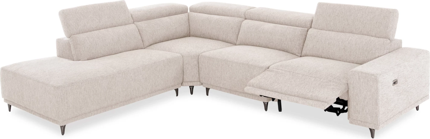 Këndore e majtë 5-vendëshe me recline, stof ecru, LUNARIS CD3316.02L, 307x267x94H